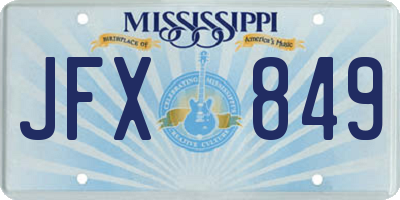MS license plate JFX849