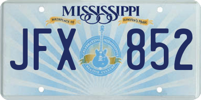 MS license plate JFX852