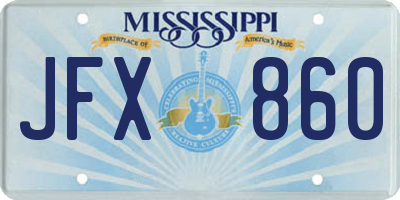 MS license plate JFX860