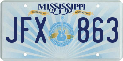 MS license plate JFX863