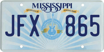 MS license plate JFX865