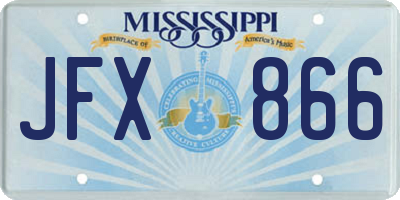 MS license plate JFX866
