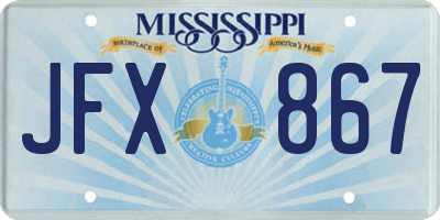 MS license plate JFX867
