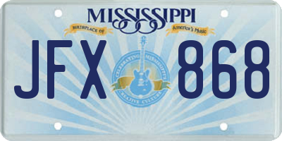 MS license plate JFX868