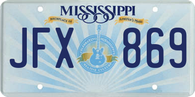 MS license plate JFX869