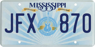 MS license plate JFX870