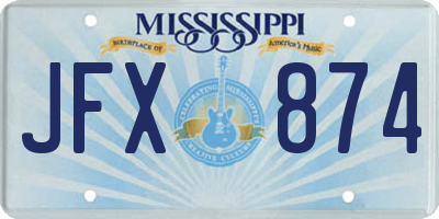 MS license plate JFX874