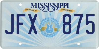 MS license plate JFX875
