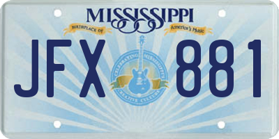 MS license plate JFX881
