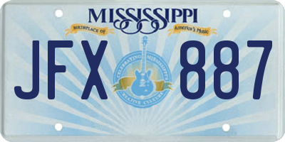 MS license plate JFX887