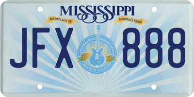 MS license plate JFX888