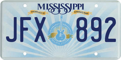 MS license plate JFX892