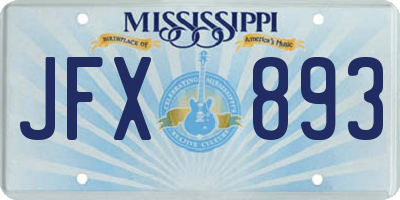 MS license plate JFX893