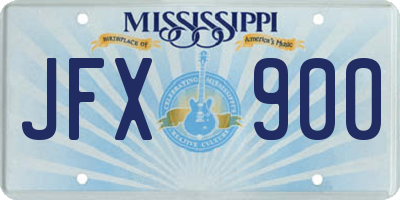 MS license plate JFX900