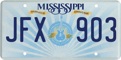MS license plate JFX903