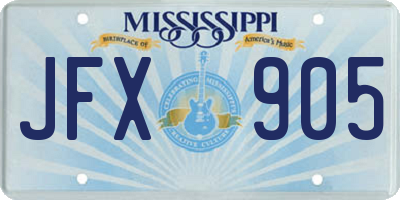 MS license plate JFX905