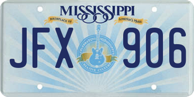 MS license plate JFX906