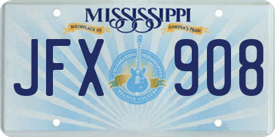 MS license plate JFX908