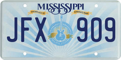 MS license plate JFX909