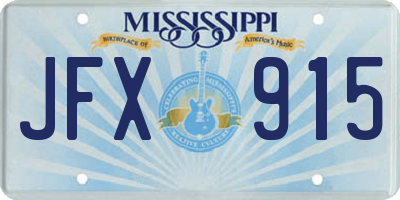 MS license plate JFX915