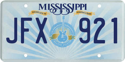 MS license plate JFX921