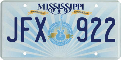 MS license plate JFX922