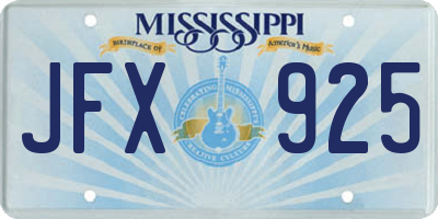 MS license plate JFX925