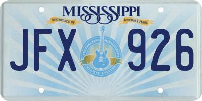 MS license plate JFX926