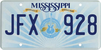 MS license plate JFX928