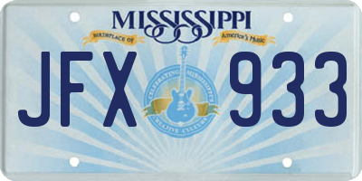 MS license plate JFX933