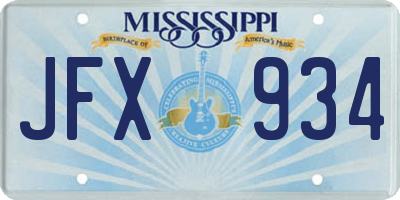 MS license plate JFX934