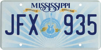 MS license plate JFX935