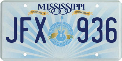 MS license plate JFX936