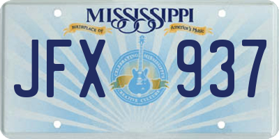 MS license plate JFX937