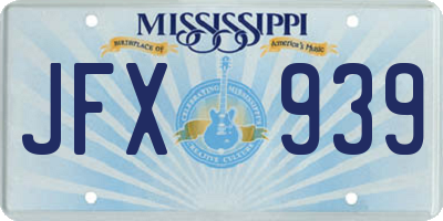 MS license plate JFX939