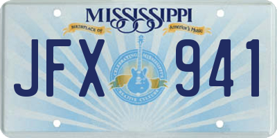 MS license plate JFX941