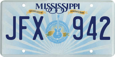 MS license plate JFX942