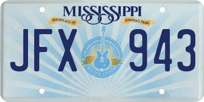 MS license plate JFX943