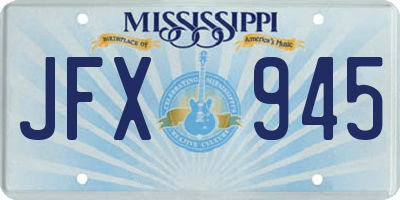 MS license plate JFX945