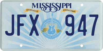 MS license plate JFX947
