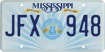 MS license plate JFX948