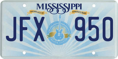 MS license plate JFX950