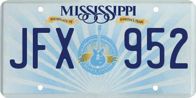 MS license plate JFX952