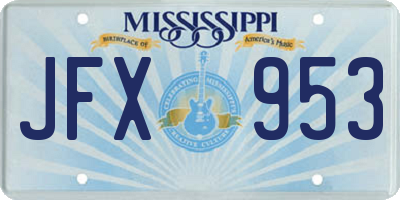 MS license plate JFX953