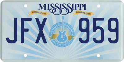 MS license plate JFX959