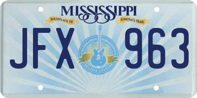 MS license plate JFX963