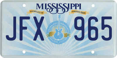 MS license plate JFX965