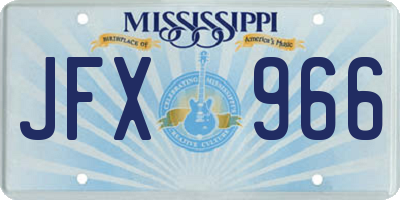 MS license plate JFX966