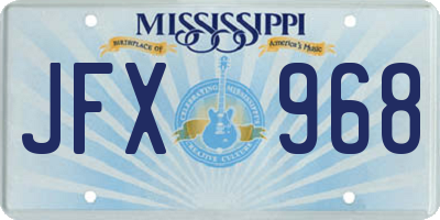 MS license plate JFX968