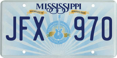 MS license plate JFX970